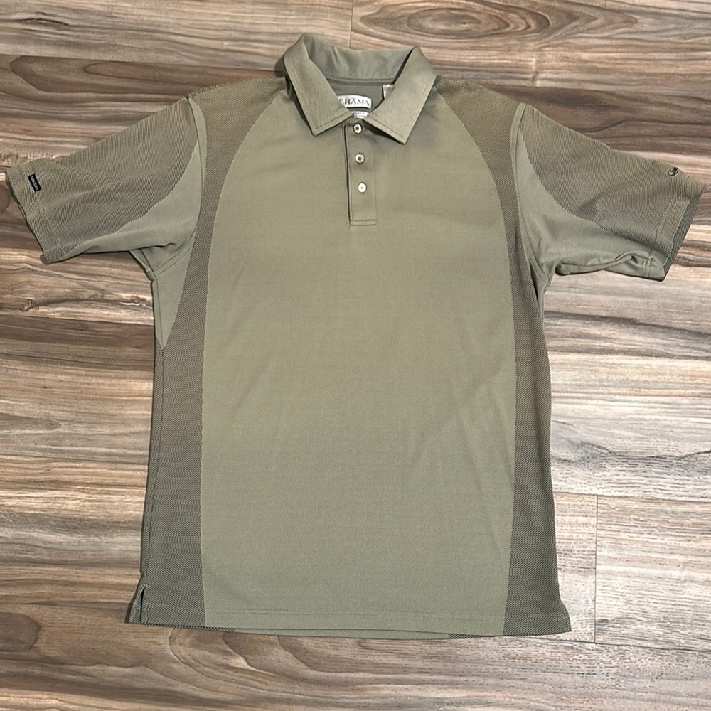 Tehama Hang’em Dry Polyester Golf Shirt Mens Large Olive Green Polo Golf